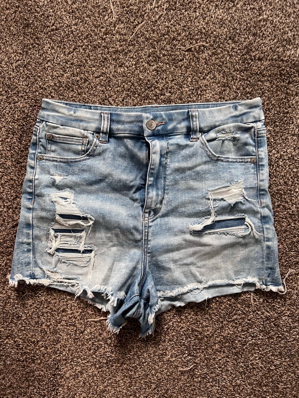 American Eagle Outfitters Light Blue curvy high rise shortie Denim Shorts